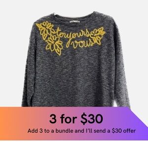 Zara “toujours vous” embroidered top.